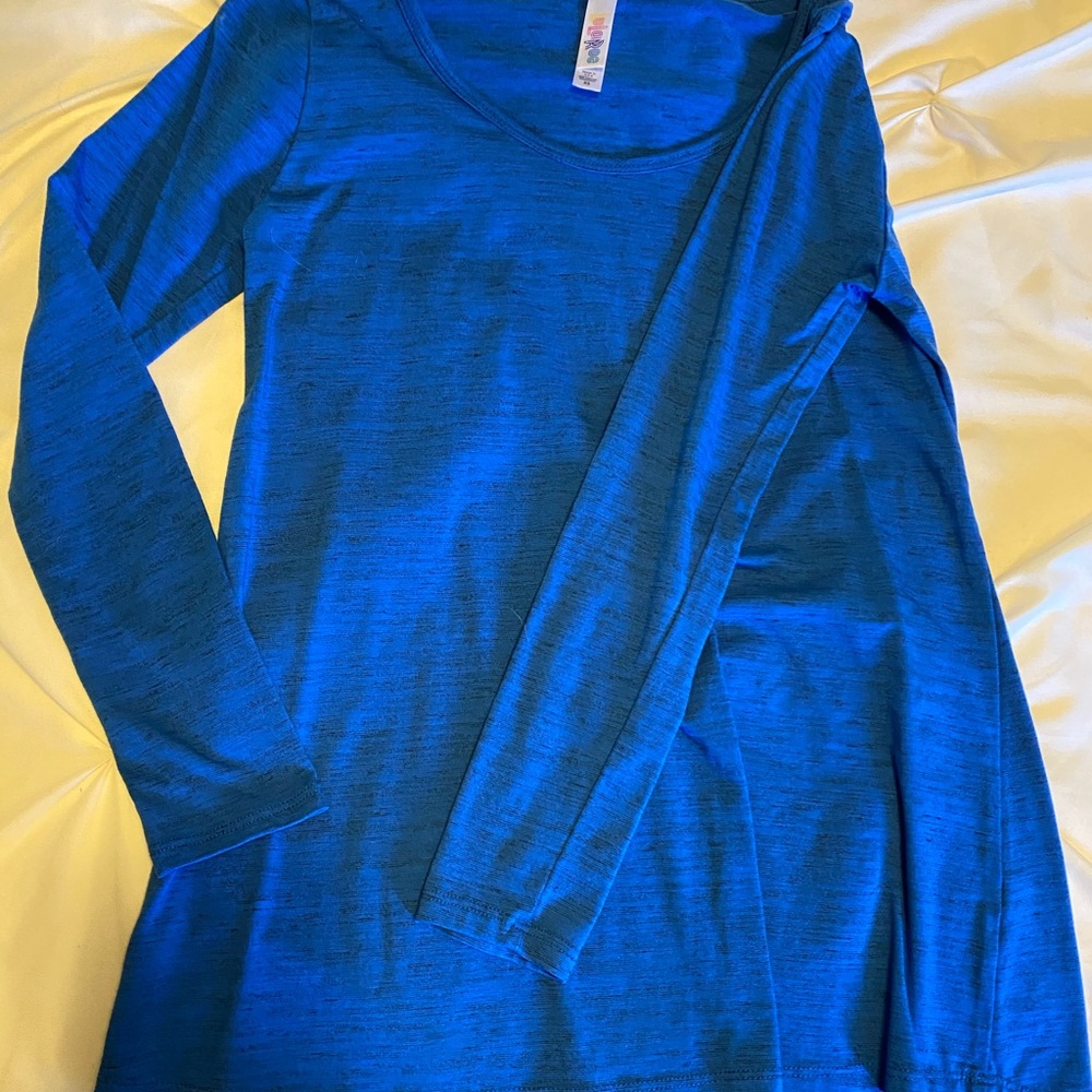 Bright blue, long sleeve LulaRoe shirt